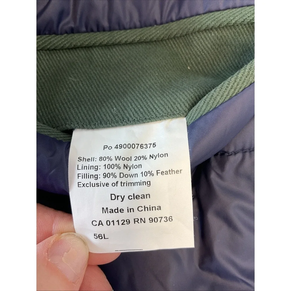 Lauren Ralph Lauren Mens Down Filled Wool Coat 56L Old Money Corporate Casual